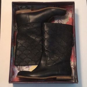 Lucky Brand Black Mid Calf Leather Boots